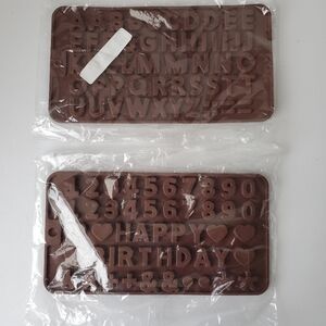 Alphabet, Happy Birthday, Numbers & Symbols Silicone Chocolate Candy Molds NWT